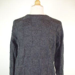 Falke 100% Alpaca block knit textured crewneck charcoal black sweater L i48